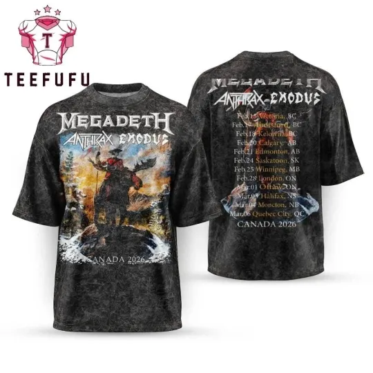 New Hot Megadeth Band Canada Tour 2026 Concert 3D Shirt