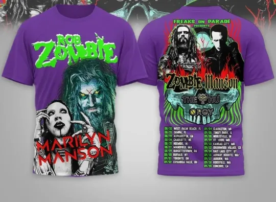 Rob Zombie And Marilynn Manson 2026 Tour 3D Shirt