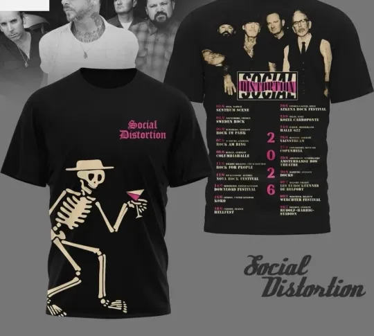 Discover Social Distortion European Tour 2026 3D T-Shirt