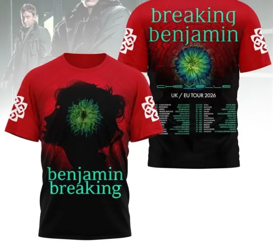 Discover Breaking Benjamin UK EU Tour 2026 AOP 3D T-Shirt