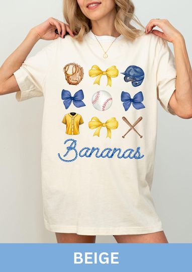 Discover Banana Bow Baseball T-Shirt, Oversized Fan Tee, Funny Baseball Season Shirt