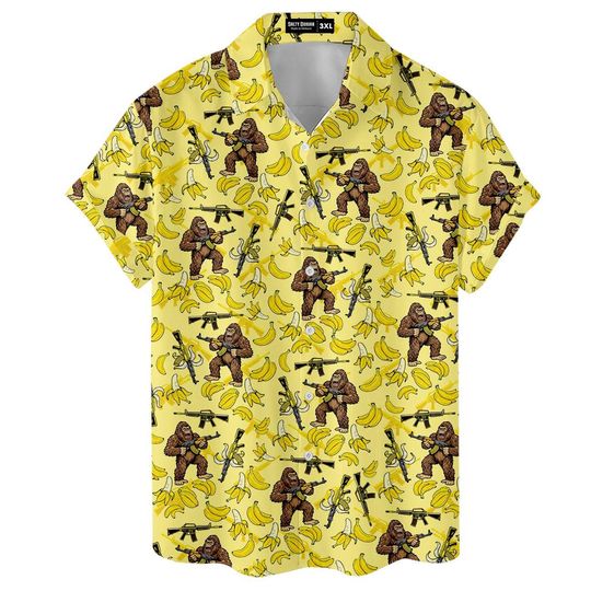 Discover Bigfoot Banana Hawaiian Shirt, Tropical Sasquatch Design
