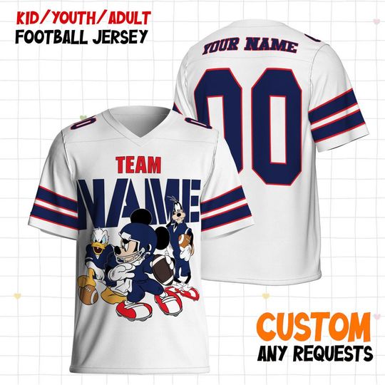 Discover Custom Football Team Mickey and Friends Jersey, All Teams Available Football Matching Disney Football Jersey