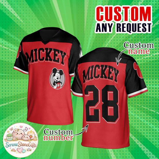 Discover Custom Minnie Football Jersey, Disney Coquette Bow Football Shirt, Personalized Name Number Jersey, Disney Family Matching Outfit