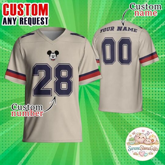 Discover Custom Disney Mickey Mouse Football Jersey, Personalized Mickey Football Shirt, Adult Kids Youth Jersey, Disneyland Family Matching Outfit