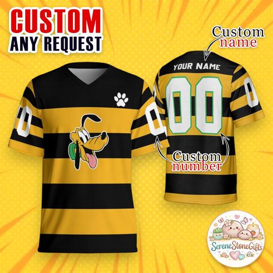Discover Personalized Pluto Jersey, Disney Football Shirt, Custom Name Number Jersey, Pluto Team Uniform, Disney Dog Fan Gift
