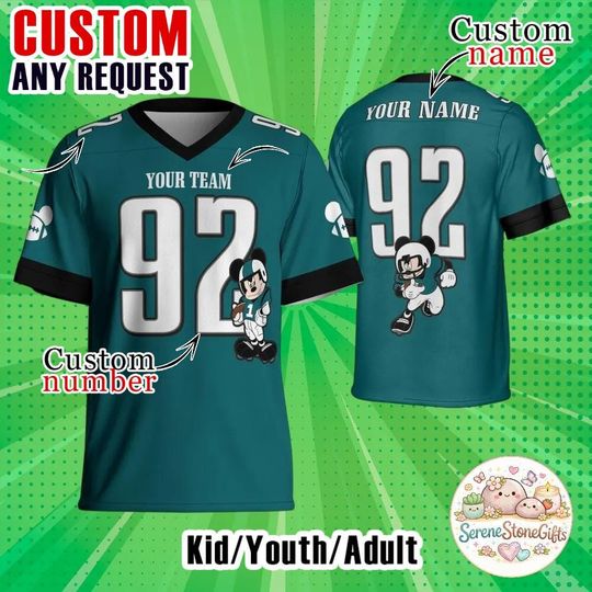 Discover Personalized Disney Mickey Football Jersey, Custom Mickey Mouse Jersey Shirt, Adult Kids Football Jersey, Disneyland Family Outfit Gift