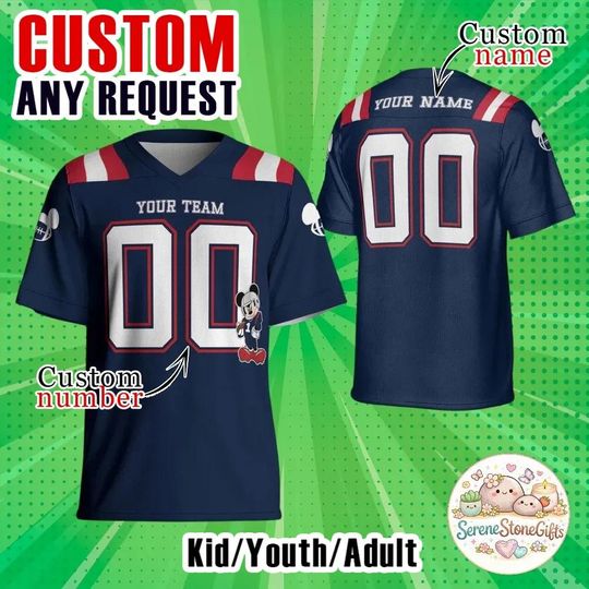 Discover Custom Disney Mickey Football Jersey, Personalized Mickey Mouse Jersey, Team Name Number Shirt, Disney Football Shirt Gift