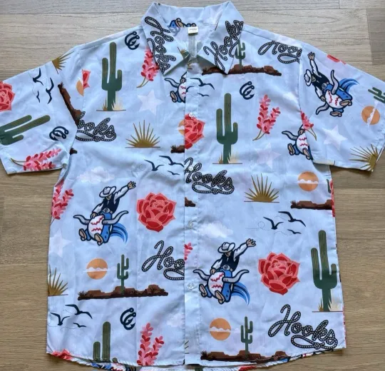 Discover Corpus Christi Hooks Baseball Team Shirt Men L Hawaiian SGA Chevy Dealer