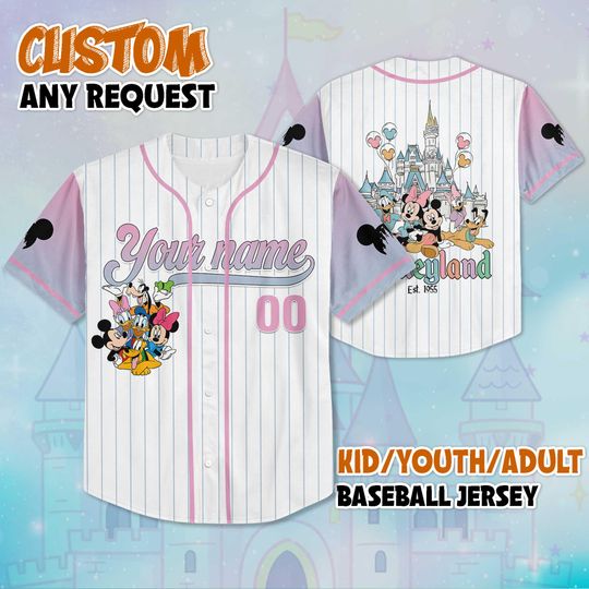 Discover Personalized Disneyland Mickey And Friends Baseball Jersey, Custom Disney Mickey and Friends Shirt, Baseball Team Outfit