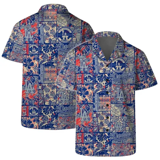 Los Angeles Retro Patchwork Summer Aloha Hawaiian Shirt