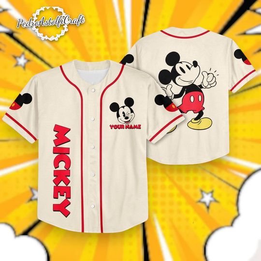 Discover Custom Mickey Mouse Baseball Jersey, Disney Mickey Shirt, Personalized Name Jersey, Kids Adult Disney Outfit
