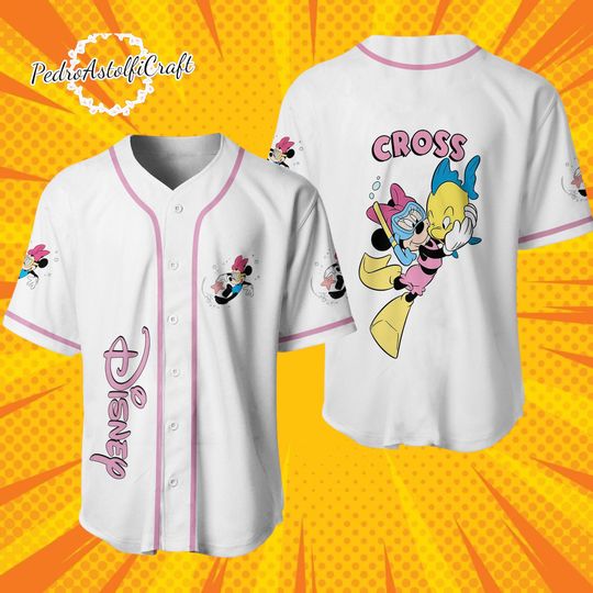 Discover Minnie Mouse Scuba Baseball Jersey, Disney Underwater Shirt, Minnie Diving Jersey, Custom Disney Baseball Shirt, Minnie Gift