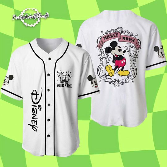 Discover Vintage Mickey Mouse Baseball Jersey Personalized, Retro Disney Mickey Shirt, Custom Name Jersey, Disneyland Vintage Outfit
