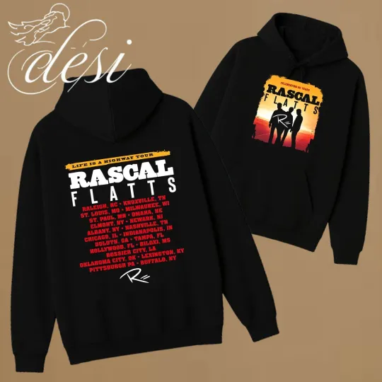 Discover Rascal Flatts 2026 Black Tour Tee Hip Hop Hoodie