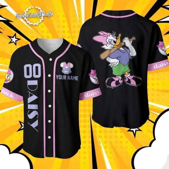 Discover Disney Daisy Duck Baseball Jersey Custom Name Number, Personalized Adult Youth Kid Jersey, Cute Disney Girl Shirt