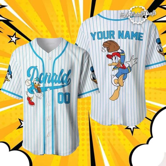 Discover Disney Donald Duck Baseball Jersey Custom Name Number, Personalized Adult Youth Kid Jersey, Donald Duck Shirt Gift
