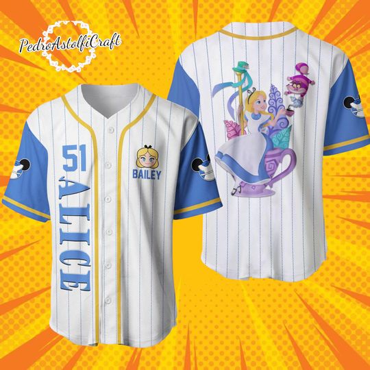 Discover Alice in Wonderland Baseball Jersey, Custom Alice Disney Jersey, Alice Name Number Shirt, Disney Family Jersey, Alice Gift