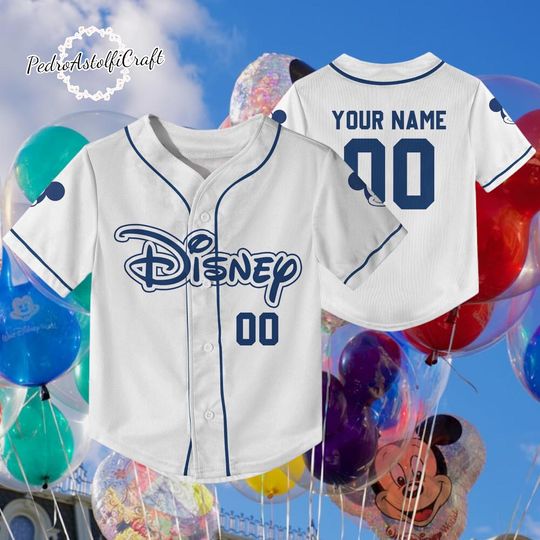 Discover Personalized Disney Simple Awesome White Jersey | Custom Kid Youth Adult Baseball Family Team Shirt | Disneyland Cute Birthday Gift