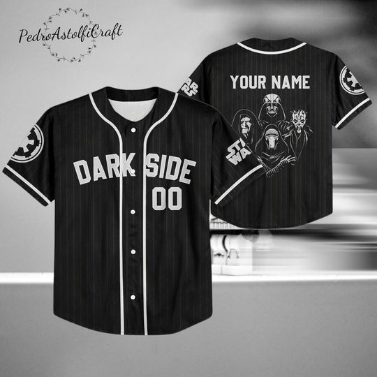 Discover Personalized Star Wars Dark Side Jersey | Black Striped Baseball Fan Gift