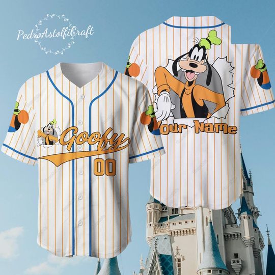 Discover Goofy Halloween Baseball Jersey | Custom Disney Dog Shirt | 3D Printed Costume Top | Mickey and Friends Fan Gift