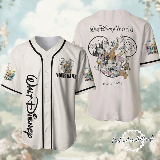 Discover Disney World Baseball Jersey, Disney Since 1971 Jersey Shirt, Disneyland Family Trip Jersey, Custom Name Disney Shirt