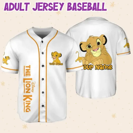 Discover Personalize The Lion King Baby White Custom Adult Baseball Jersey