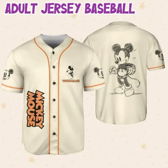 Discover Personalize Mickey Classic Sketup Custom Adult Baseball Jersey