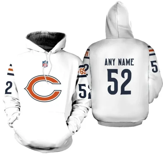 Discover Personalized Chicago Football White Hoodie Custom Name Number