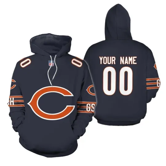 Discover Personalized Chicago Football Navy Hoodie Custom Name Number
