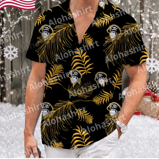 Discover Pittsburgh Team Pirates Hawaiian Shirt, golden tropical palm, holiday parties