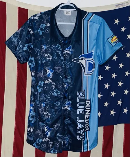 Discover Dunedin Blue Jays Promo Hawaiian Shirt Size M Minor League Baseball Florida