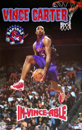 Discover Vince Carter Toronto Raptors 2000  Between-Legs Dunk Poster