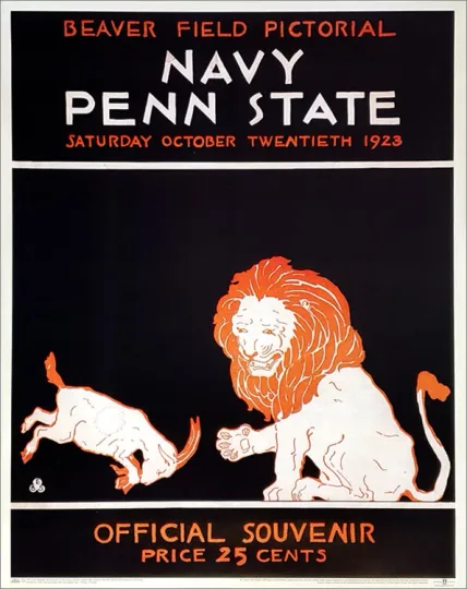 Penn State Nittany Lions vs Navy Football Vintage Poster 1923