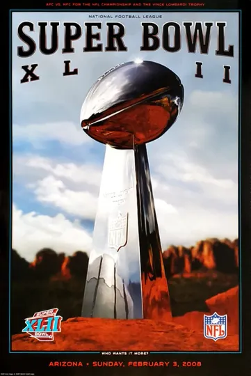 Discover Super Bowl XLII Arizonna 2008 Official Football Poster Vintage Premium Matte Vertical