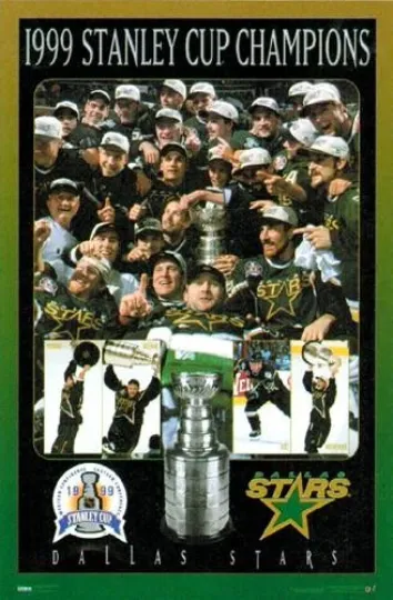 Dallas Stars 1999 Stanley Cup Champions PosterNHL Wall Art