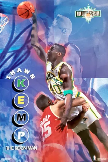 Discover Shawn Kemp The Reign Man Seattle Supersonics 1993 Poster Premium Matte Vertical