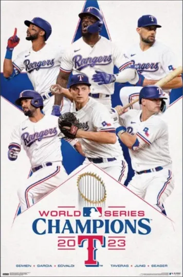 Texas Rangers 2023 World Series Champions Poster 22x34 Vertical Wall Art