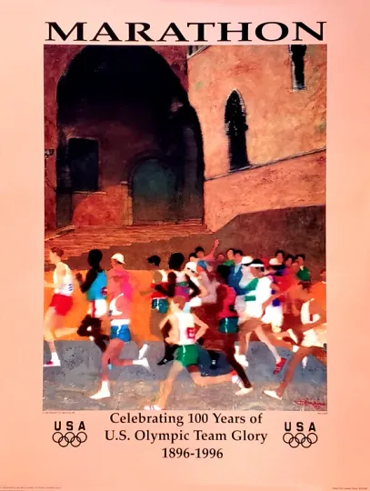 Discover US Olympic Team 1996 Marathon Running Commemorative Poster