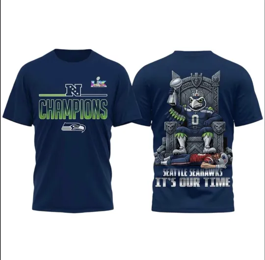 Discover Seahawks 2026 SBowl Champions It’s Our Time All-over Print Unisex T-shirt