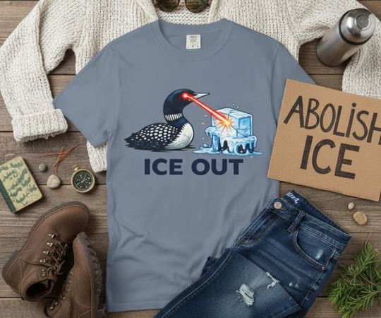 Minnesota Laser Loon ICE OUT Protest Shirt, MN Activist Graphic Tee