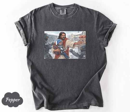 Discover Jesus Saves Children Comfort Colors Shirt, ICE Out Now Protest T Shirt, Trump MAGA Political Graphic Tee, Activism Streetwear