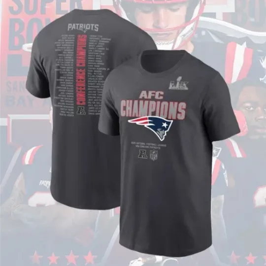 Discover New England Patriots 2025 AF.C Champions Roster T-Shirt Football Tee
