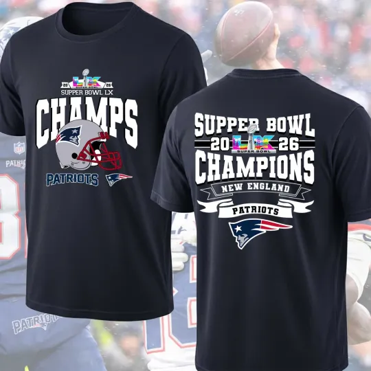 Discover England Patriots 2026 Bowl LX Champions T-Shirt