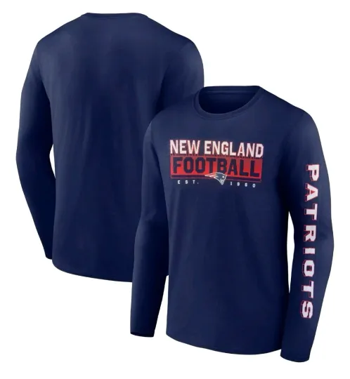 Discover New England Patriots 3D Long Sleeve Shirt Men’s Navy Team Logo