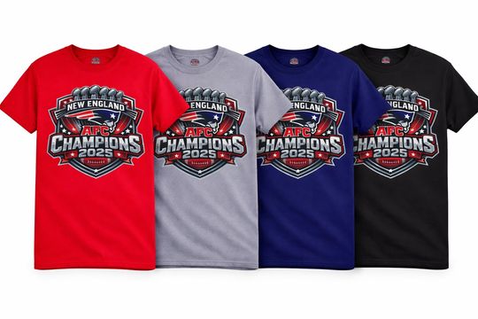 Discover New England AFC Champions 2025 T-Shirt, Patriots Football Fan Gift