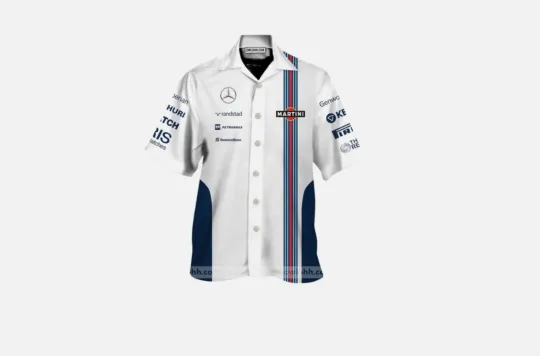 Discover william martini F1 hawaiian shirt, button down racing team top, men top