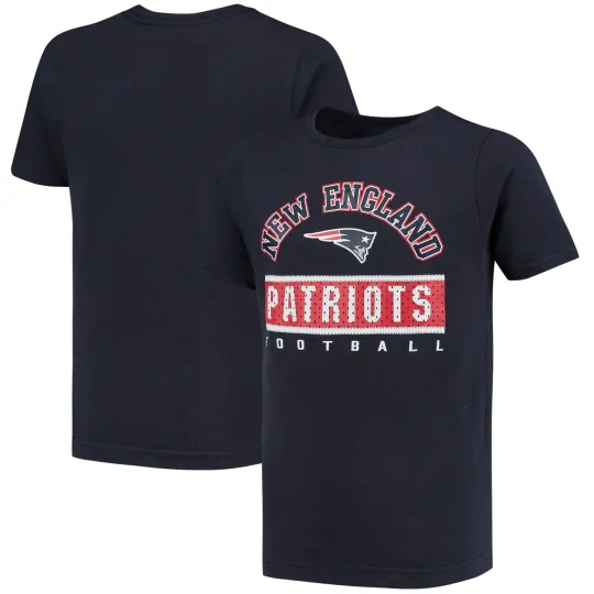 Discover New England Patriots Youth Boys Navy Arch T-Shirt