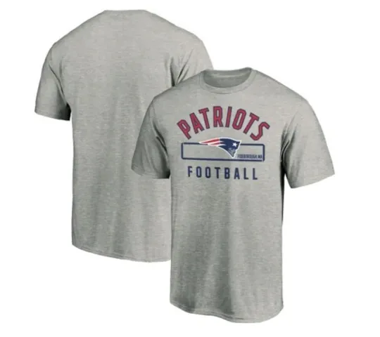 Discover New England Patriots Men's Gray Football Logo Short Sleeve T-Shirt