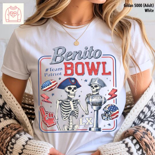 Discover Benito Bowl - Team Patriot Vintage T-Shirt  Retro Football Graphic Tee, Funny Fan Shirt Famfit-33-03